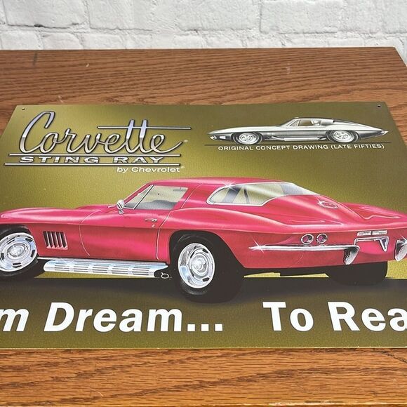 Corvette Sting Ray Chevrolet metal sign- from dream to reality EUC GM licensed - Picture 2 of 4